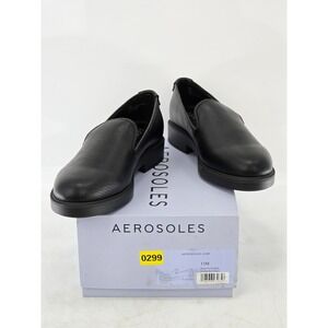 Aerosoles Poisy Fx‎ Tumble Loafers Women 11 Black Slip On Leather Shoes - New